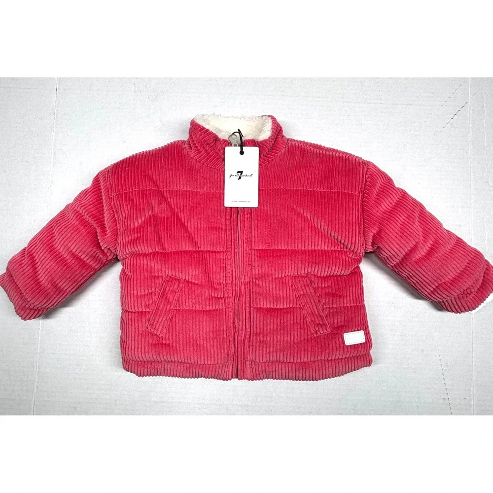 7 For All Mankind Kids Corduroy Sherpa Lined Barn Jacket Pink 12M Chore‎ NWT